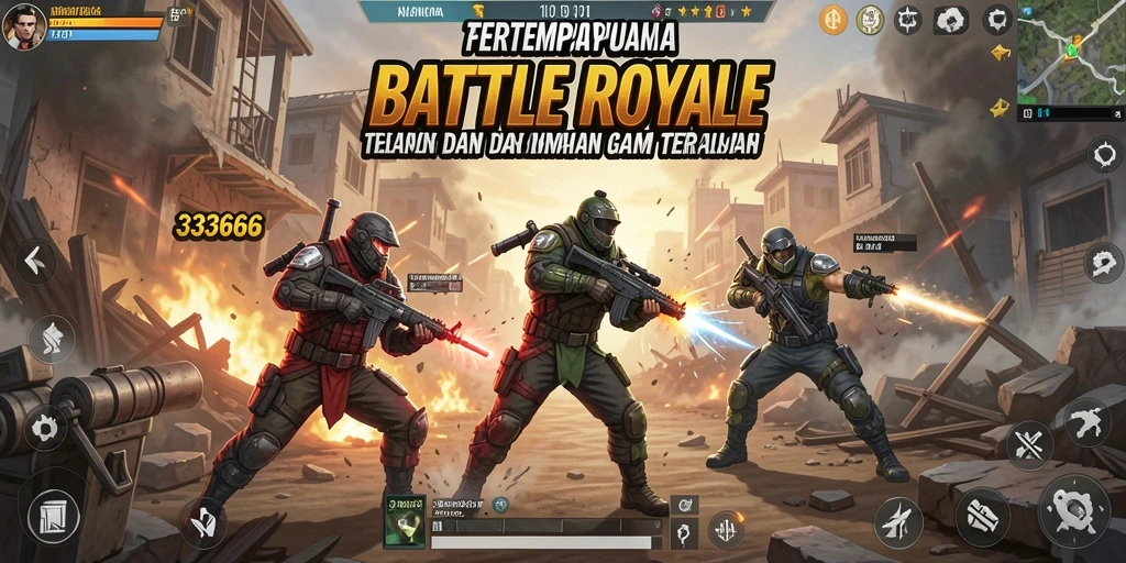 Screenshot gameplay 333666 menampilkan intensitas pertempuran Battle Royale.