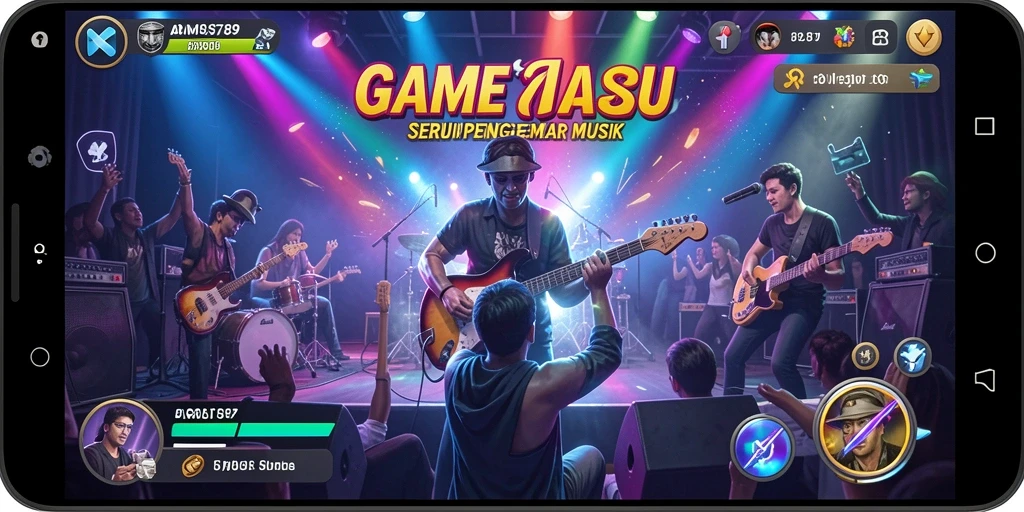 Tangkapan layar utama AMS789 menampilkan gameplay musik yang seru dan interaktif.