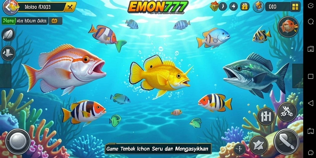 Tampilan gameplay seru dari EMON777 saat menangkap ikan.