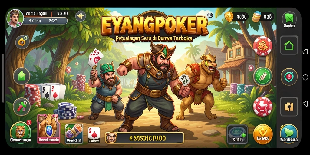 Tampilan gameplay seru dari EYANGPOKER yang memperlihatkan dunia terbuka yang luas.