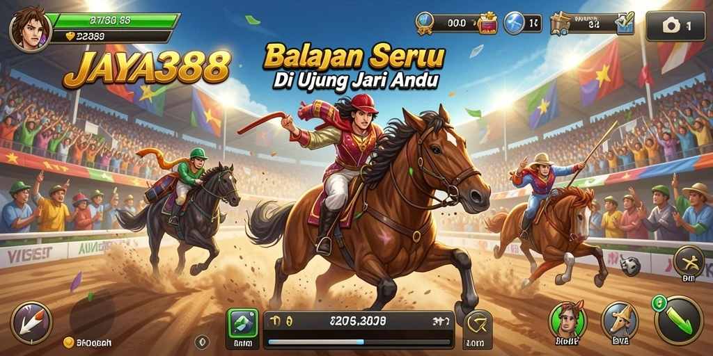 Screenshot gameplay <strong>JAYA388</strong> menunjukkan aksi balapan menegangkan di lintasan.