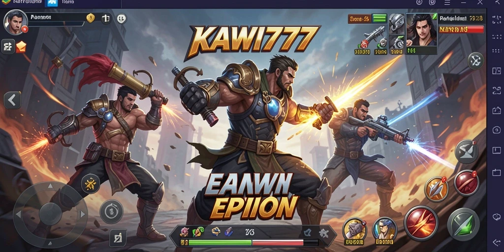 Tampilan gameplay menegangkan KAWI777 dalam pertempuran Action.