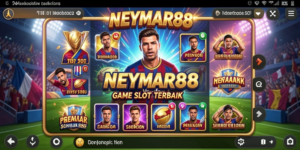 Screenshot gameplay utama NEYMAR88 menampilkan kombinasi simbol slot yang mengesankan.