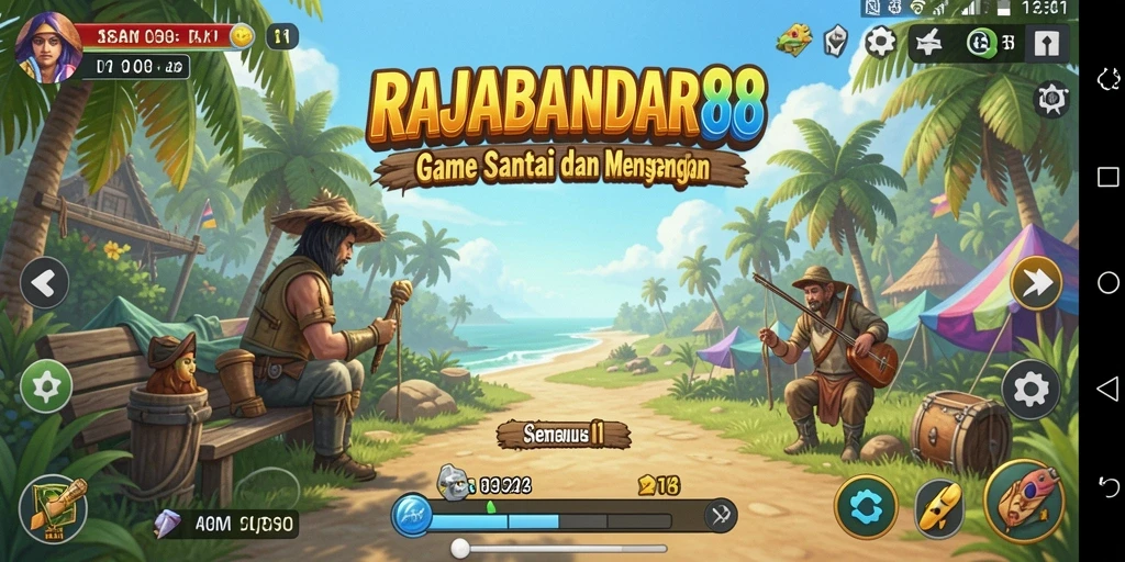 Tampilan gameplay RAJABANDAR88 yang ceria dan penuh warna.