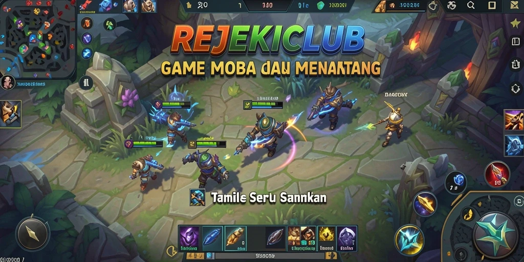 Tampilan gameplay seru di REJEKICLUB dengan pertarungan tim yang mendebarkan.