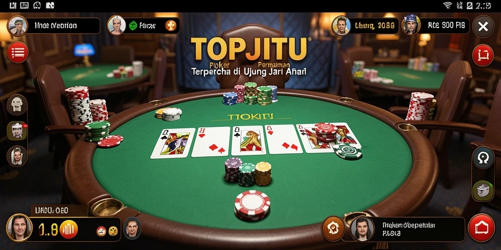 Tampilan utama gameplay poker yang menarik di TOPJITU.