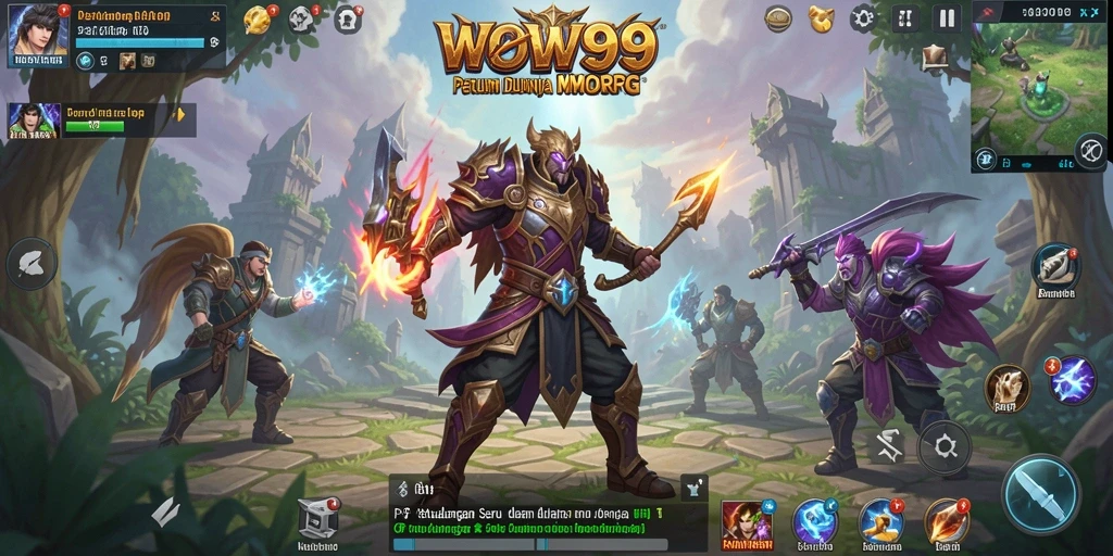Screenshot utama WOW99 menampilkan aksi pertempuran yang mendebarkan dalam dunia MMORPG.